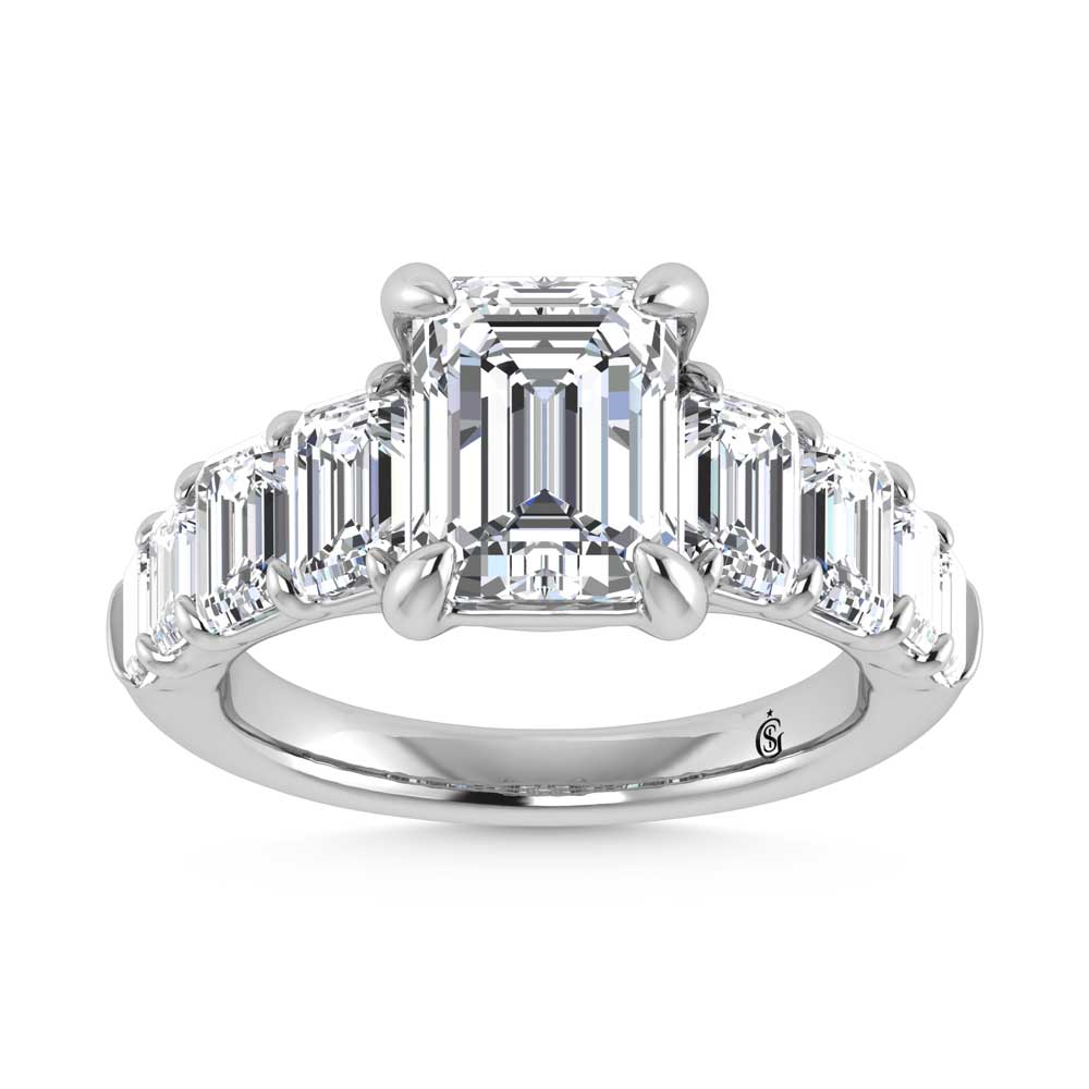 14K White Gold Lab Grown Diamond 5 1/2 Ct.Tw. Emerald Shape Engagement Ring