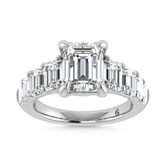 14K White Gold Lab Grown Diamond 5 1/2 Ct.Tw. Emerald Shape Engagement Ring