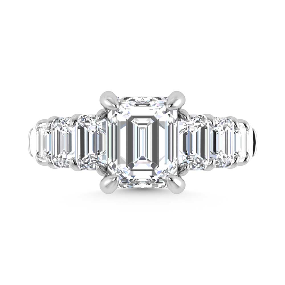 14K White Gold Lab Grown Diamond 5 1/2 Ct.Tw. Emerald Shape Engagement Ring