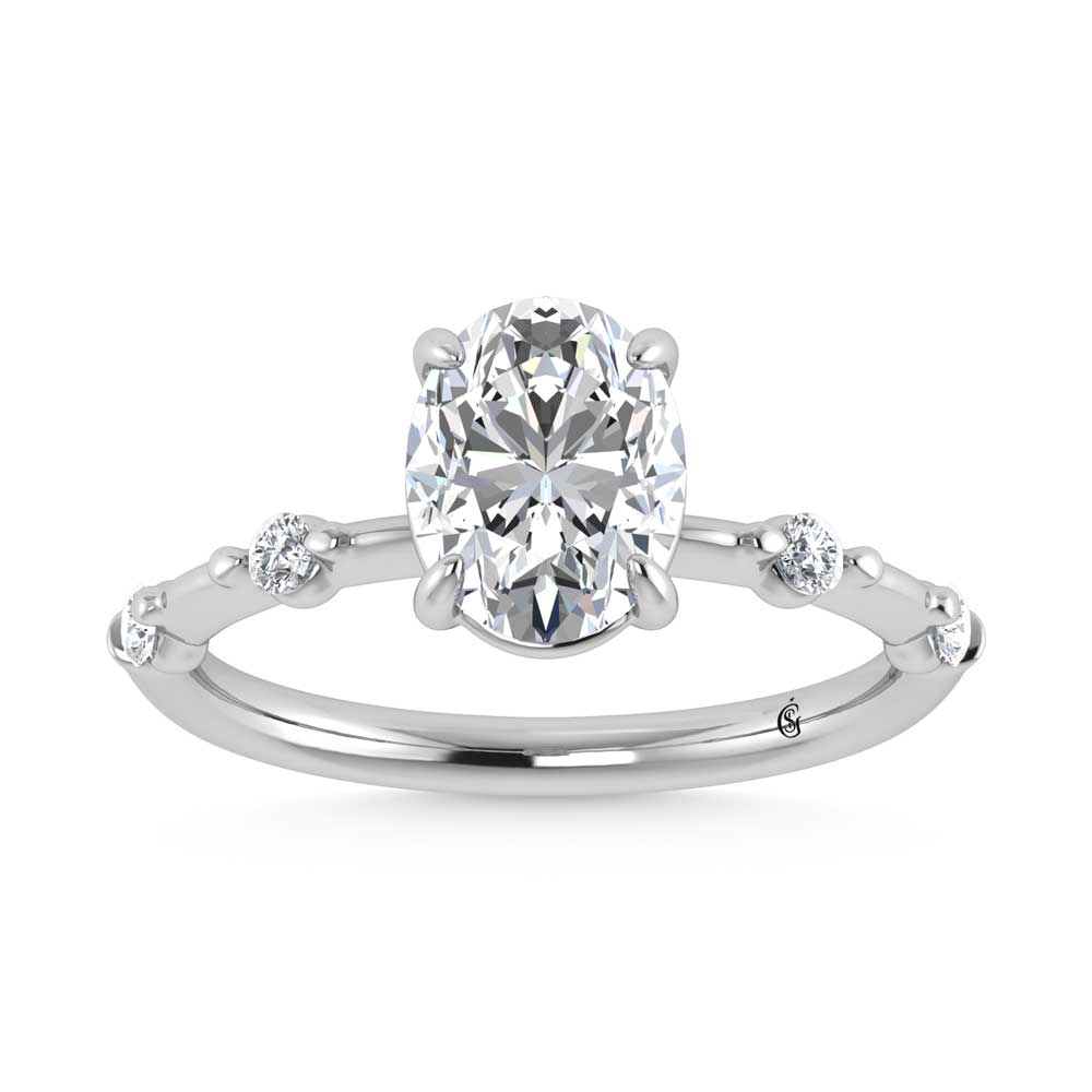 14K White Gold Lab Grown Diamond 2 1/6 Ct.Tw. Oval Shape Engagement Ring