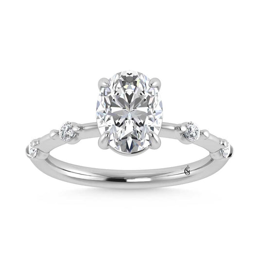 14K White Gold Lab Grown Diamond 2 1/6 Ct.Tw. Oval Shape Engagement Ring