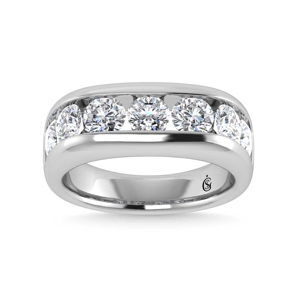 14K White Gold Lab Grown Diamond 3 1/2 Ct.Tw. Mens Ring