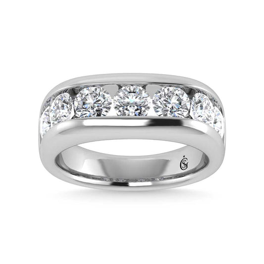 14K White Gold Lab Grown Diamond 3 1/2 Ct.Tw. Mens Ring