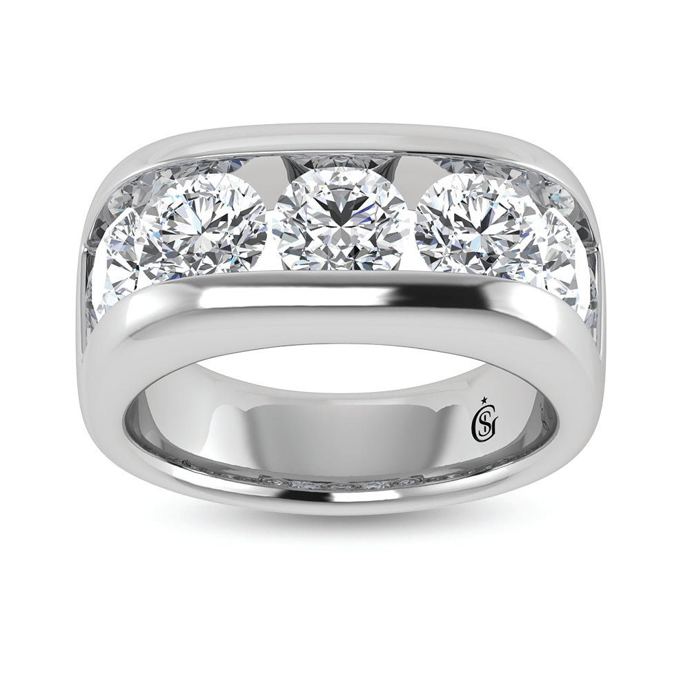 14K White Gold Lab Grown Diamond 5 Ct.Tw. Men?s Wedding Band