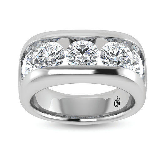 14K White Gold Lab Grown Diamond 5 Ct.Tw. Men?s Wedding Band