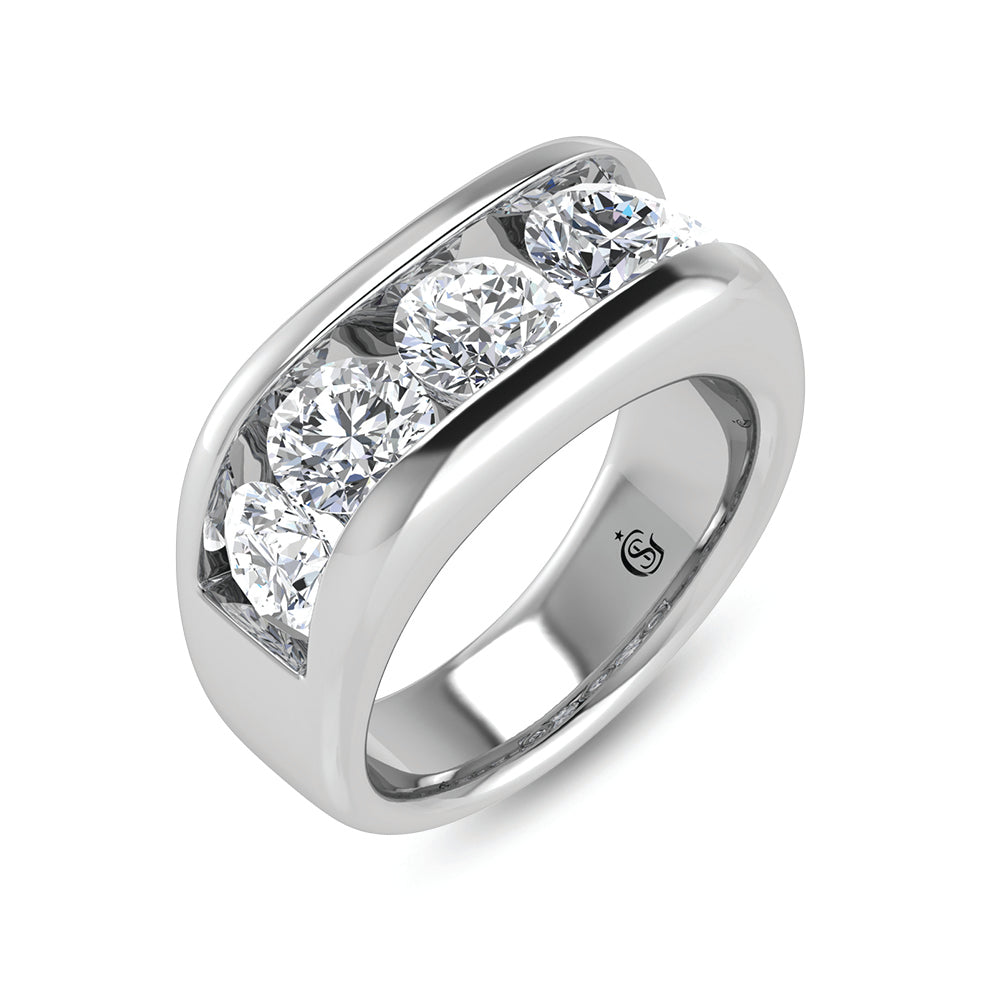 14K White Gold Lab Grown Diamond 5 Ct.Tw. Men?s Wedding Band