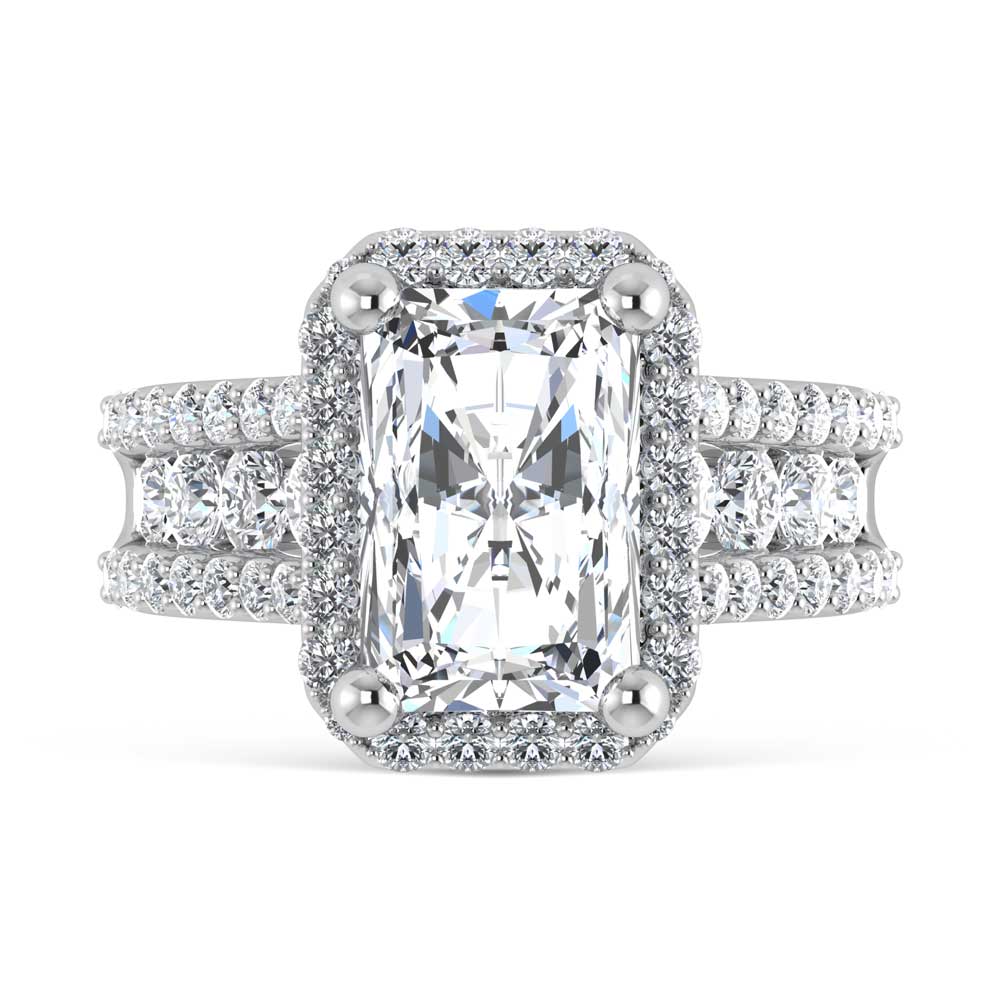 14K White Gold Lab Grown Diamond 6 7/8 Ct.Tw. Round Shank Engagement Ring (Center Radiant)