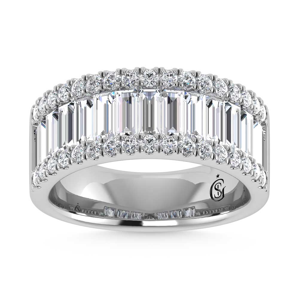 14K White Gold Round & Baguette Lab Grown Diamond 3 Ct.Tw. Wedding Band