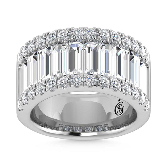 14K White Gold Round & Baguette Lab Grown Diamond 6 Ct.Tw. Wedding Band