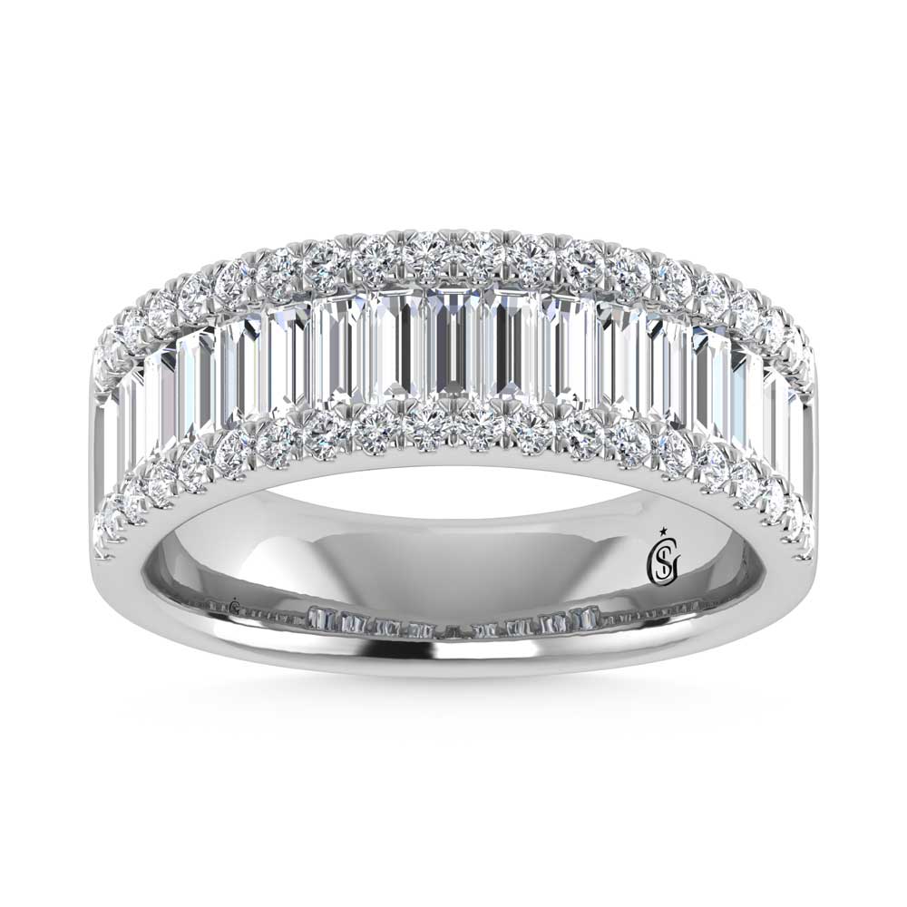 14K White Gold Round & Baguette Lab Grown Diamond 2 Ct.Tw. Wedding Band