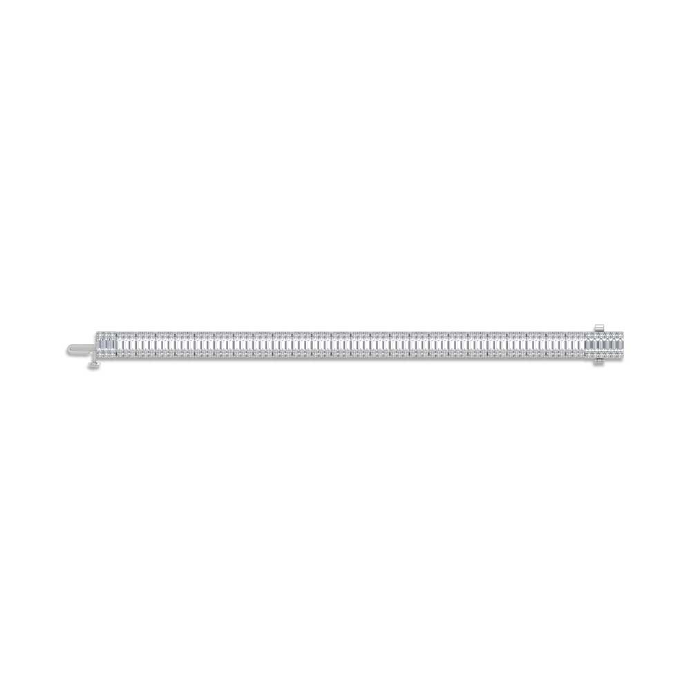 14K White Gold Round & Baguette Lab Grown Diamond 17 Ct.Tw. Tennis Bracelet