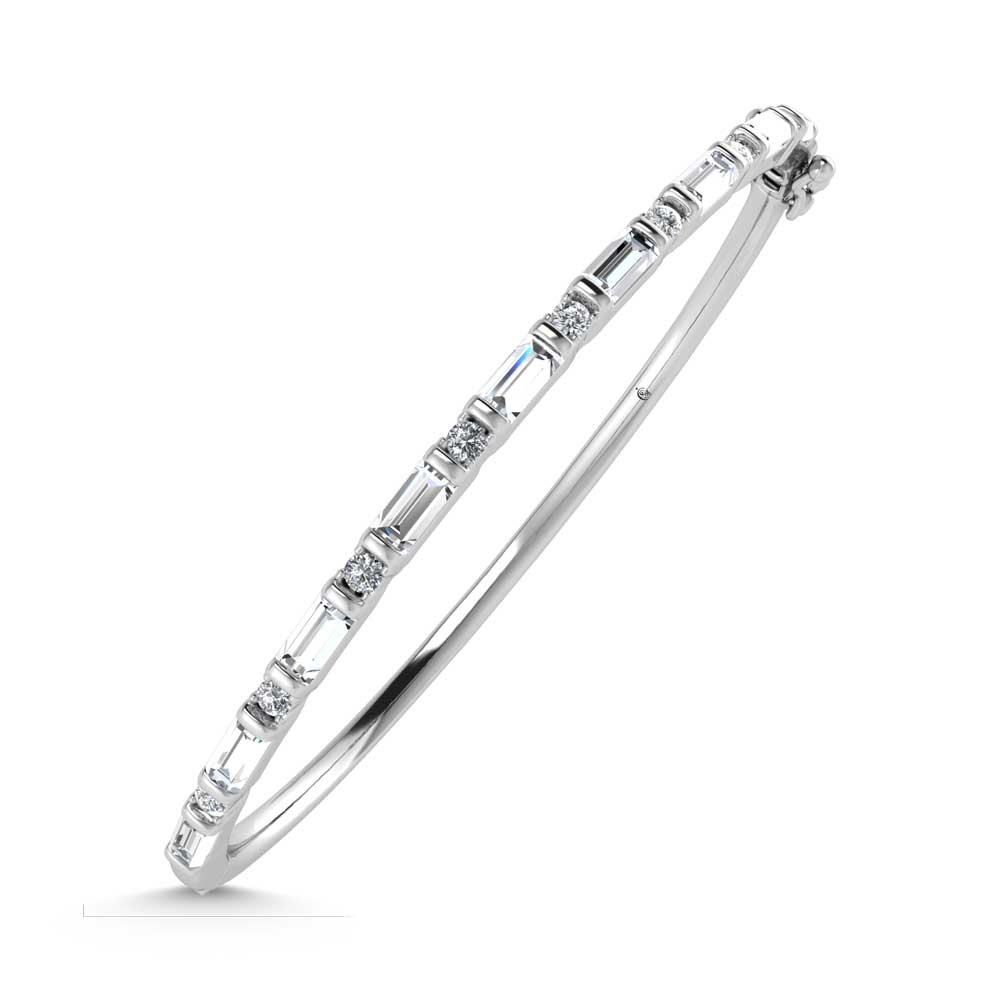 14K White Gold Lab Grown Diamond 2 Ct.Tw. Cuff Bangle