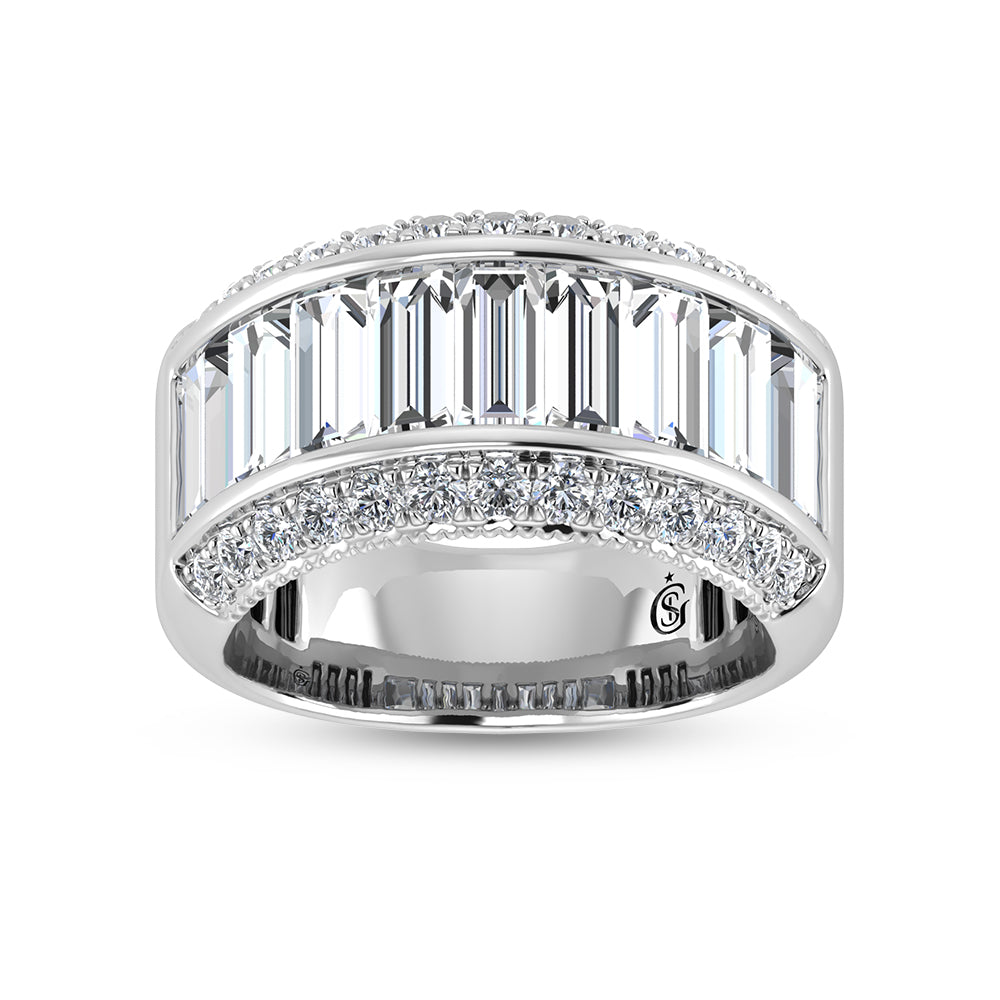 14K White Gold Round & Baguette Lab Grown Diamond 4 Ct.Tw. Wedding Band