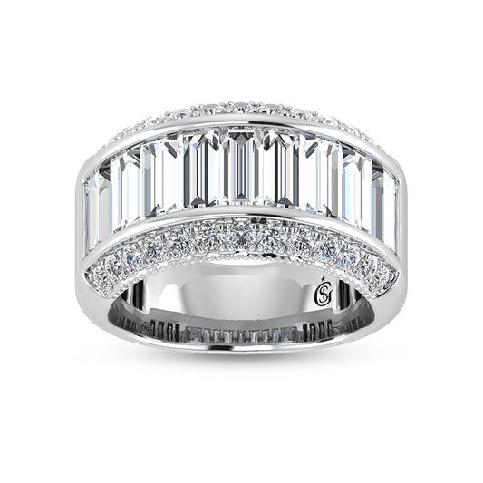 14K White Gold Round & Baguette Lab Grown Diamond 4 Ct.Tw. Wedding Band
