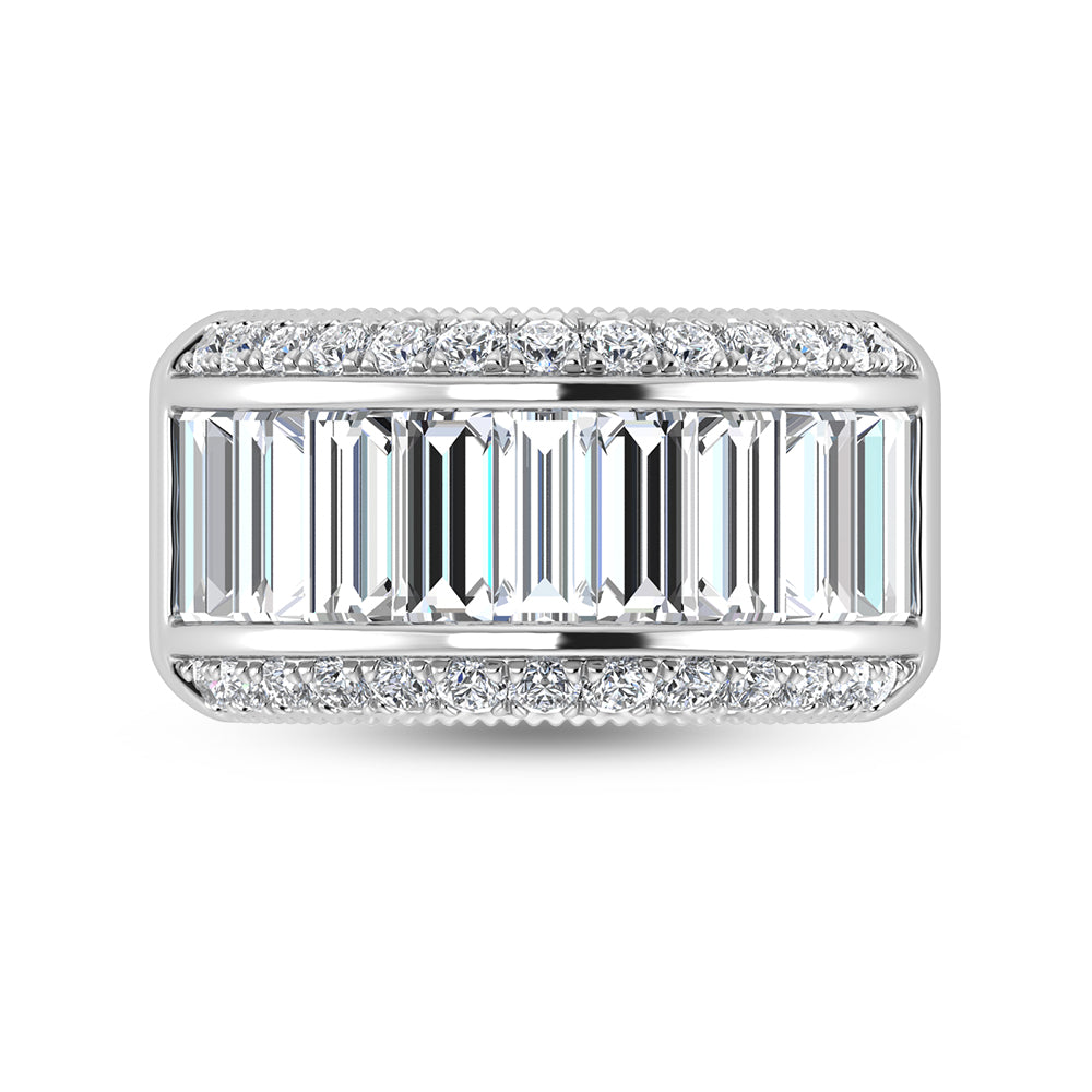 14K White Gold Round & Baguette Lab Grown Diamond 4 Ct.Tw. Wedding Band