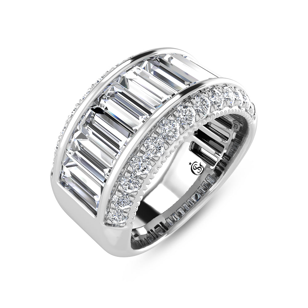 14K White Gold Round & Baguette Lab Grown Diamond 4 Ct.Tw. Wedding Band
