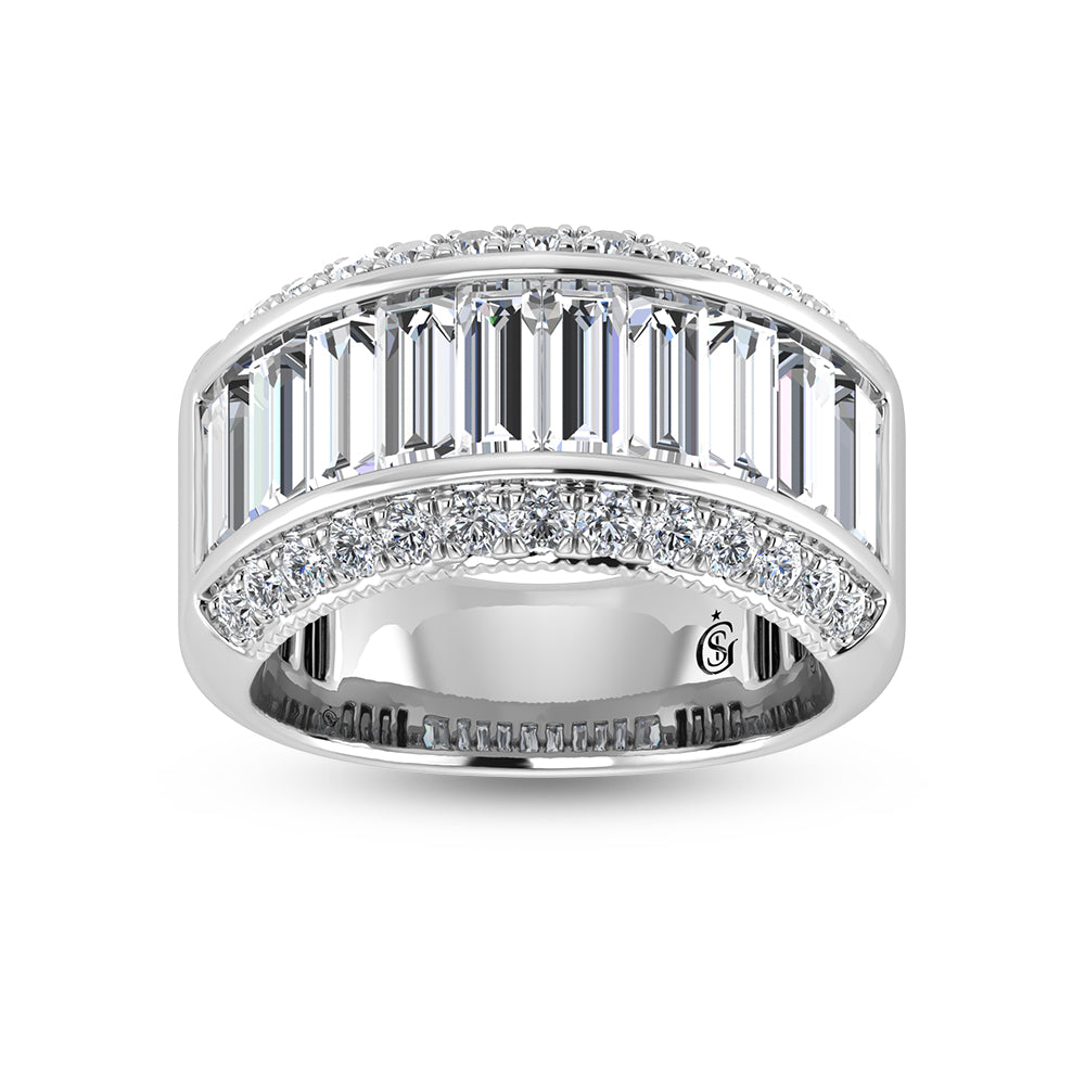 14K White Gold Round & Baguette Lab Grown Diamond 3 Ct.Tw. Wedding Band