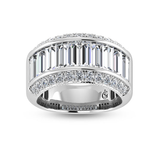 14K White Gold Round & Baguette Lab Grown Diamond 3 Ct.Tw. Wedding Band