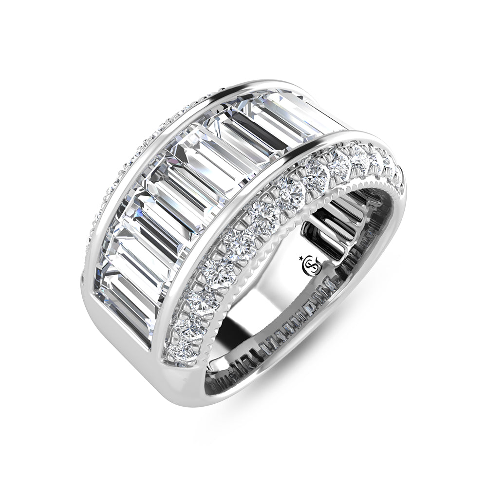 14K White Gold Round & Baguette Lab Grown Diamond 3 Ct.Tw. Wedding Band