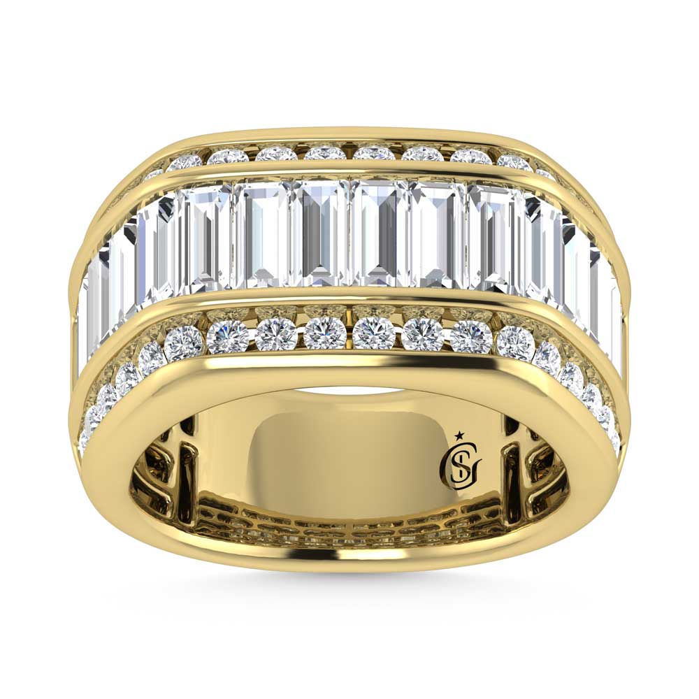 14K Yellow Gold Lab Grown Diamond 4 3/4 Ct.Tw. Slim Baguette Mens Ring