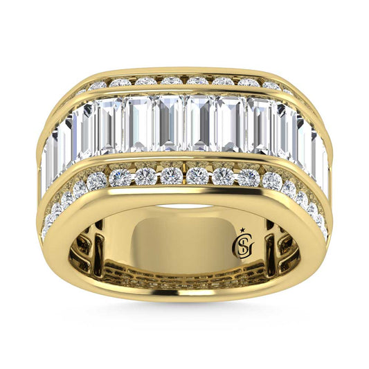 14K Yellow Gold Lab Grown Diamond 4 3/4 Ct.Tw. Slim Baguette Mens Ring