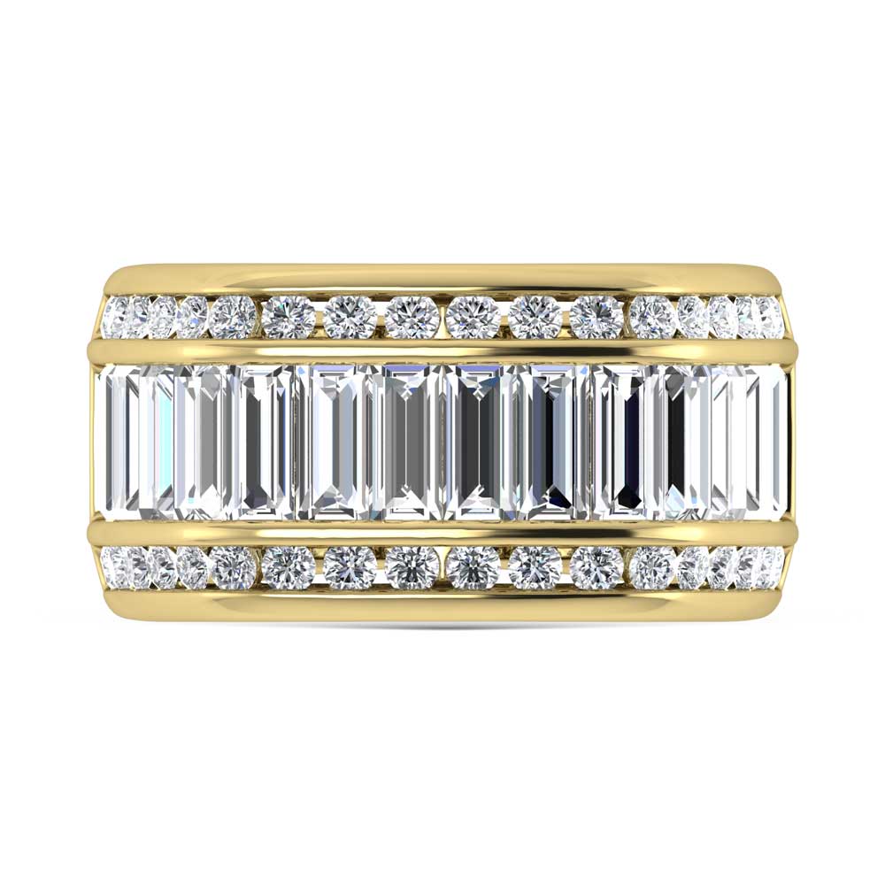 14K Yellow Gold Lab Grown Diamond 4 3/4 Ct.Tw. Slim Baguette Mens Ring