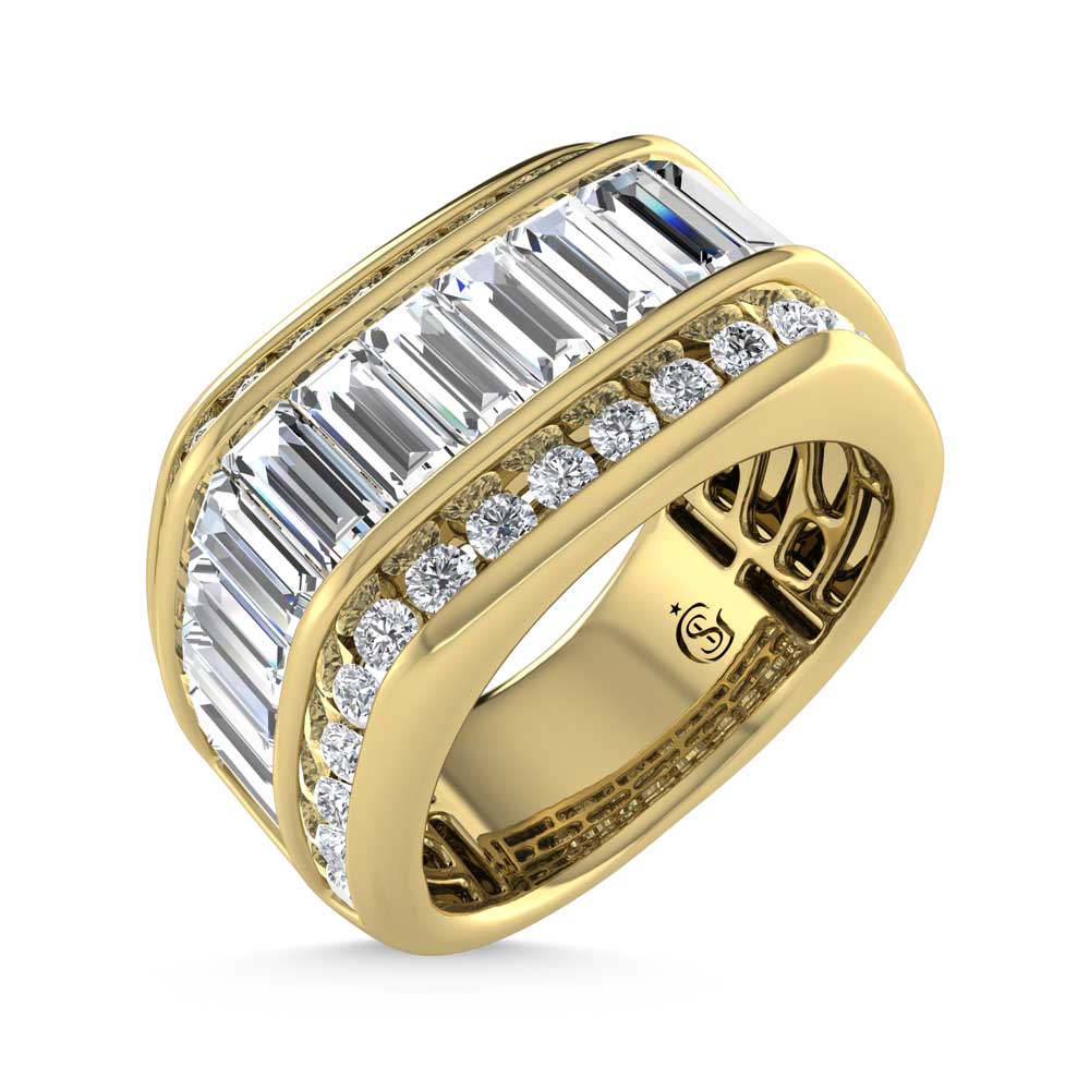 14K Yellow Gold Lab Grown Diamond 4 3/4 Ct.Tw. Slim Baguette Mens Ring