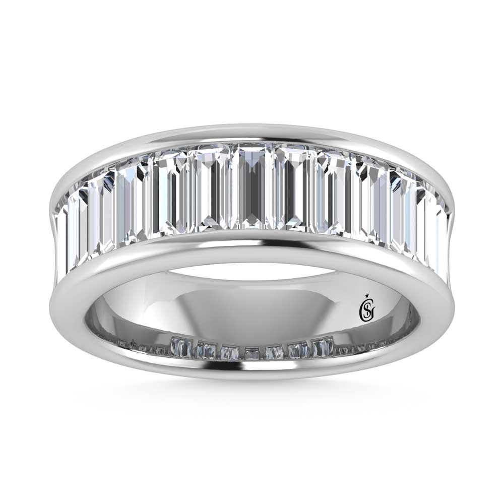 14K White Gold Lab Grown Diamond 2 7/8 Ct.Tw. Slim Baguette Mens Ring
