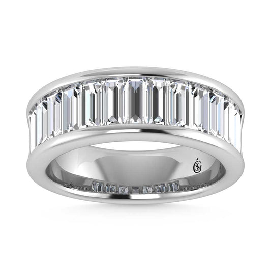 14K White Gold Lab Grown Diamond 2 7/8 Ct.Tw. Slim Baguette Mens Ring