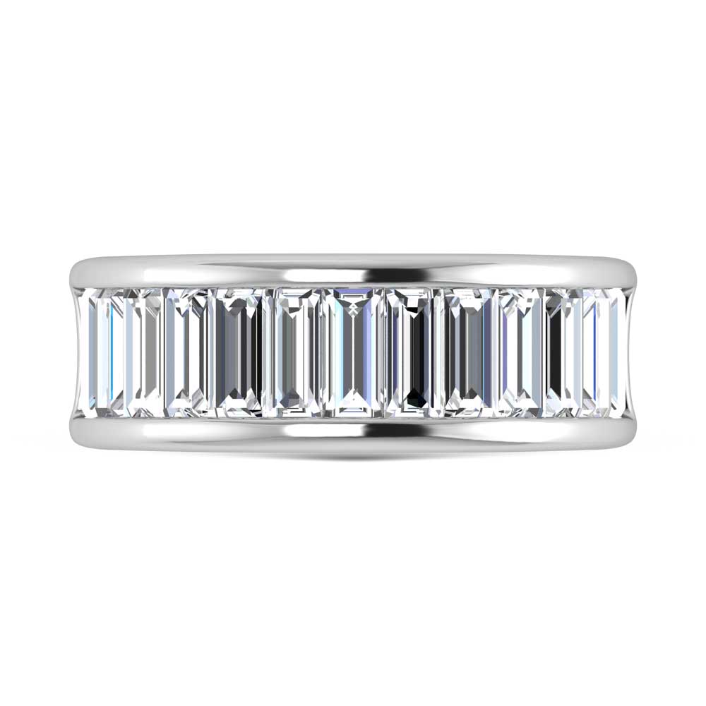 14K White Gold Lab Grown Diamond 2 7/8 Ct.Tw. Slim Baguette Mens Ring
