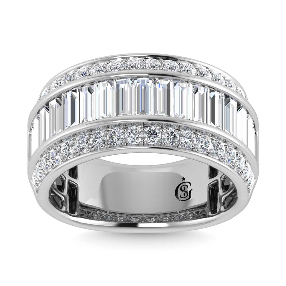 14K White Gold Lab Grown Diamond 3 Ct.Tw. Slim Baguette Band