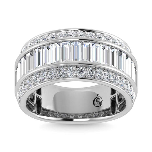14K White Gold Lab Grown Diamond 3 Ct.Tw. Slim Baguette Band
