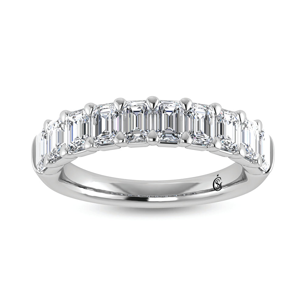 14K White Gold Lab Grown Diamond 2 Ct.Tw. Labgrown Emerald Band