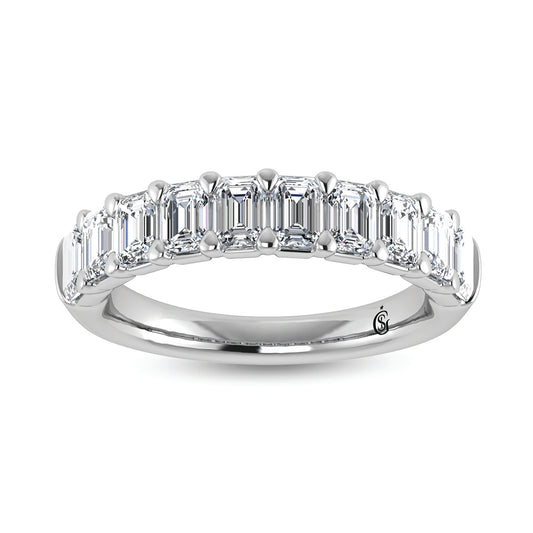 14K White Gold Lab Grown Diamond 2 Ct.Tw. Labgrown Emerald Band