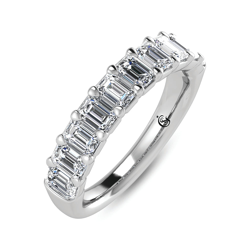 14K White Gold Lab Grown Diamond 2 Ct.Tw. Labgrown Emerald Band