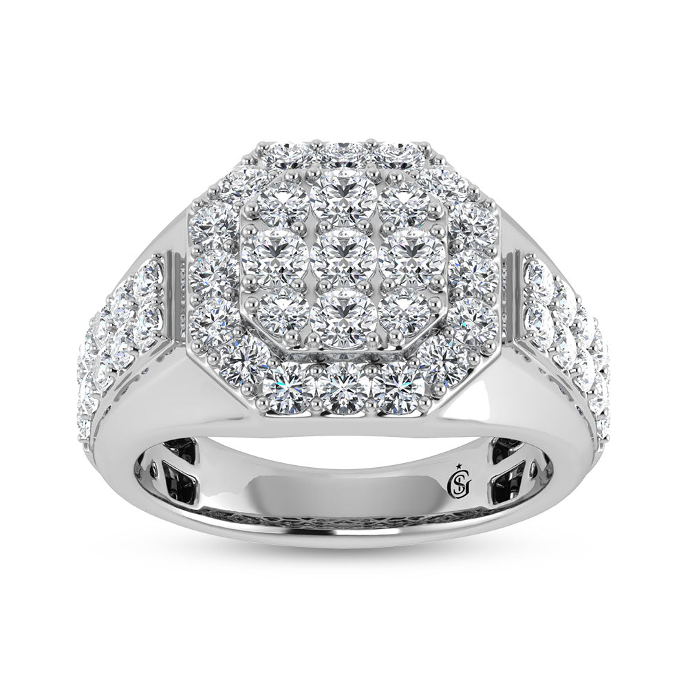 14K White Gold Lab Grown Diamond 2 1/2 Ct.Tw. Mens Ring