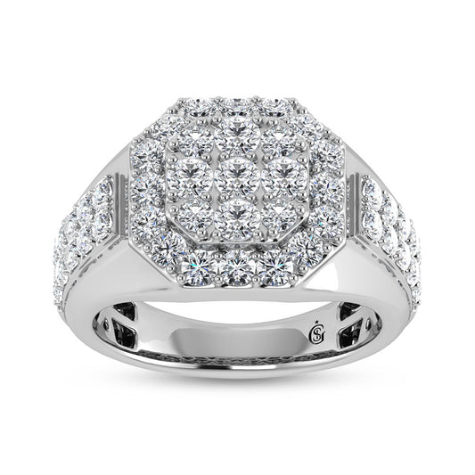 14K White Gold Lab Grown Diamond 2 1/2 Ct.Tw. Mens Ring