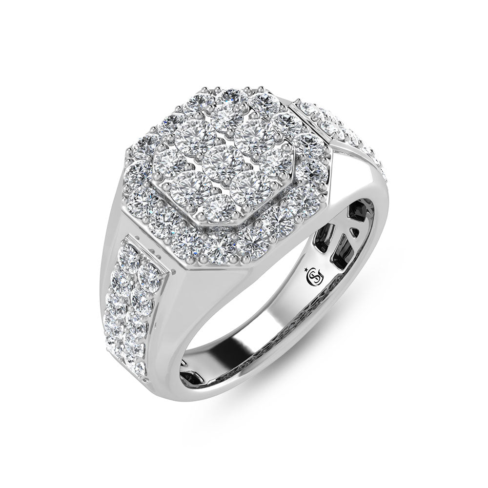 14K White Gold Lab Grown Diamond 2 1/2 Ct.Tw. Mens Ring