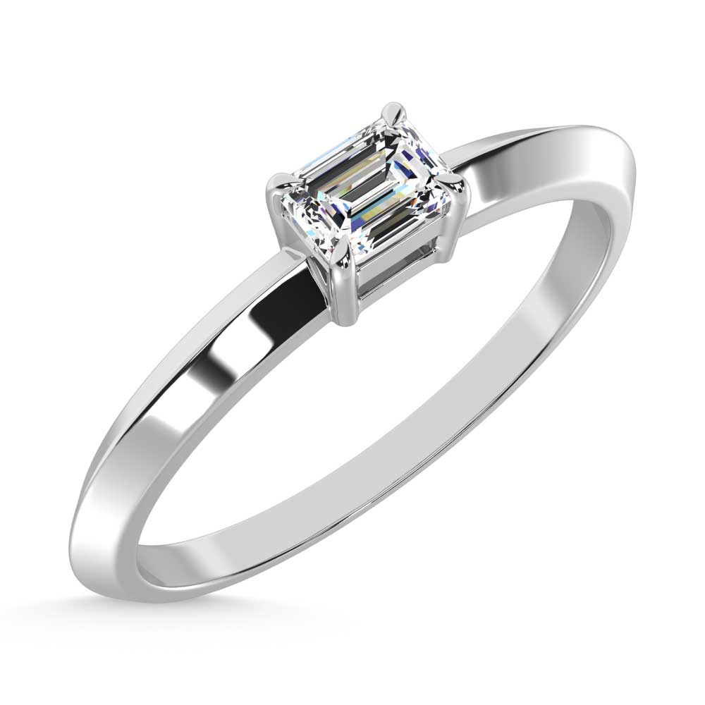14K White Gold Lab Grown Diamond 1/4 Ct.Tw. Emerald Shape Promise Ring