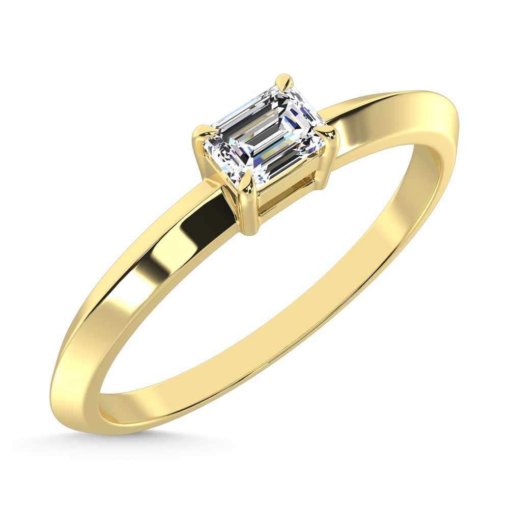 14K Yellow Gold Lab Grown Diamond 1/4 Ct.Tw. Emerald Shape Promise Ring