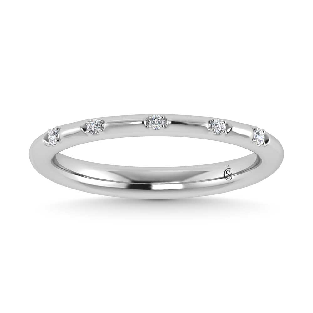 14K White Gold Lab Grown Diamond 1/20 Ct.Tw. Stack Band