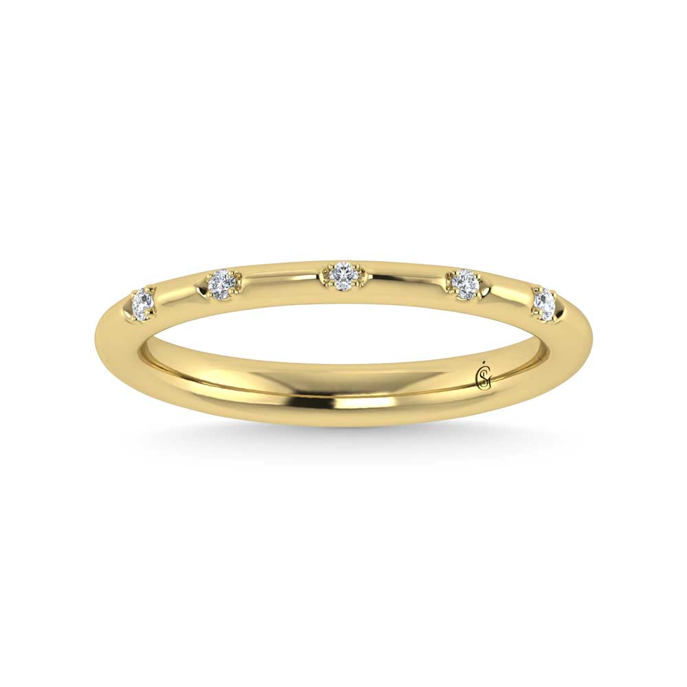 14K Yellow Gold Lab Grown Diamond 1/20 Ct.Tw. Stack Band