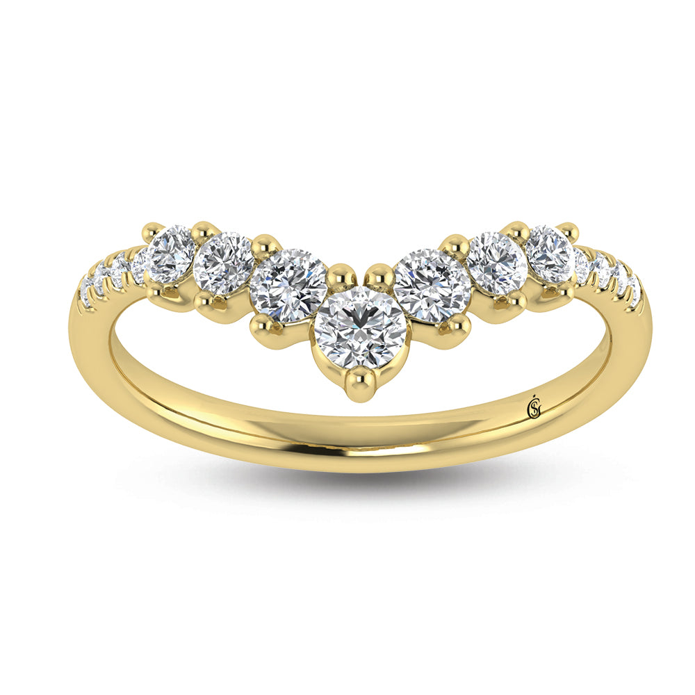 14K Yellow Gold Lab Grown Diamond 3/8 Ct.Tw. Chevron Band