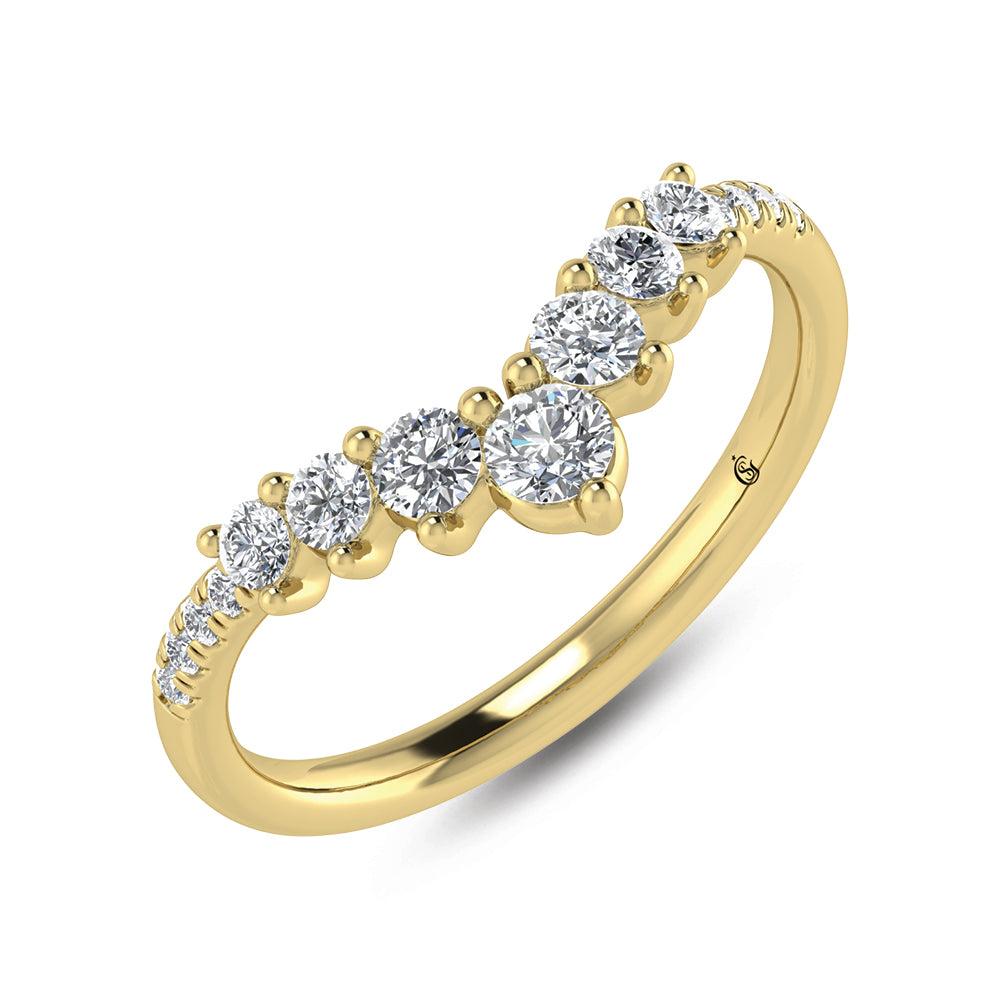 14K Yellow Gold Lab Grown Diamond 3/8 Ct.Tw. Chevron Band