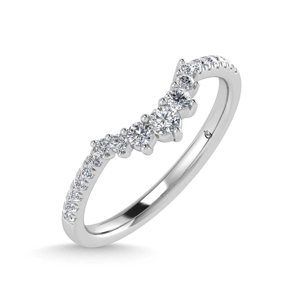 14K White Gold Lab Grown Diamond 1/4 Ct.Tw. Chevron Band
