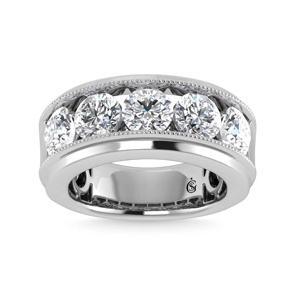 14K White Gold Lab Grown Diamond 5 Ct.Tw. Mens Fashion Ring