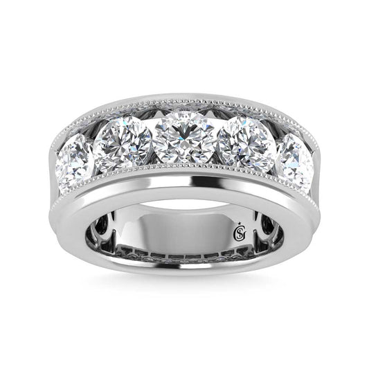 14K White Gold Lab Grown Diamond 5 Ct.Tw. Mens Fashion Ring