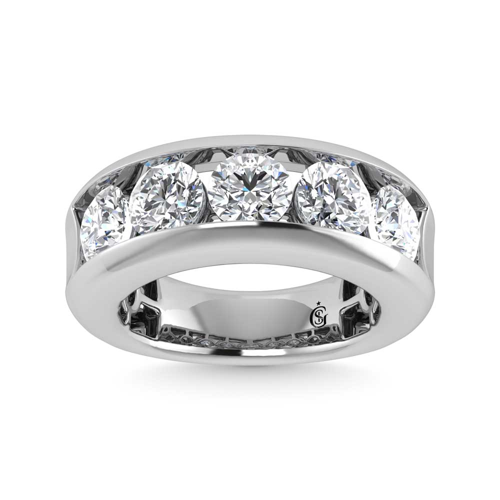 14K White Gold Lab Grown Diamond 5 Ct.Tw. Mens Fashion Ring