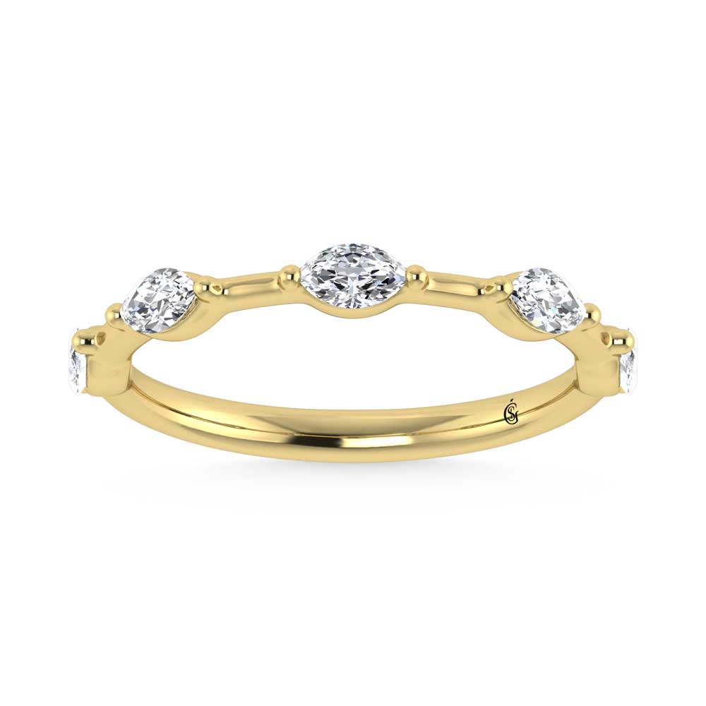 14K Yellow Gold Lab Grown Diamond 1/3 Ct.Tw. Marquise Shape Stackable Band