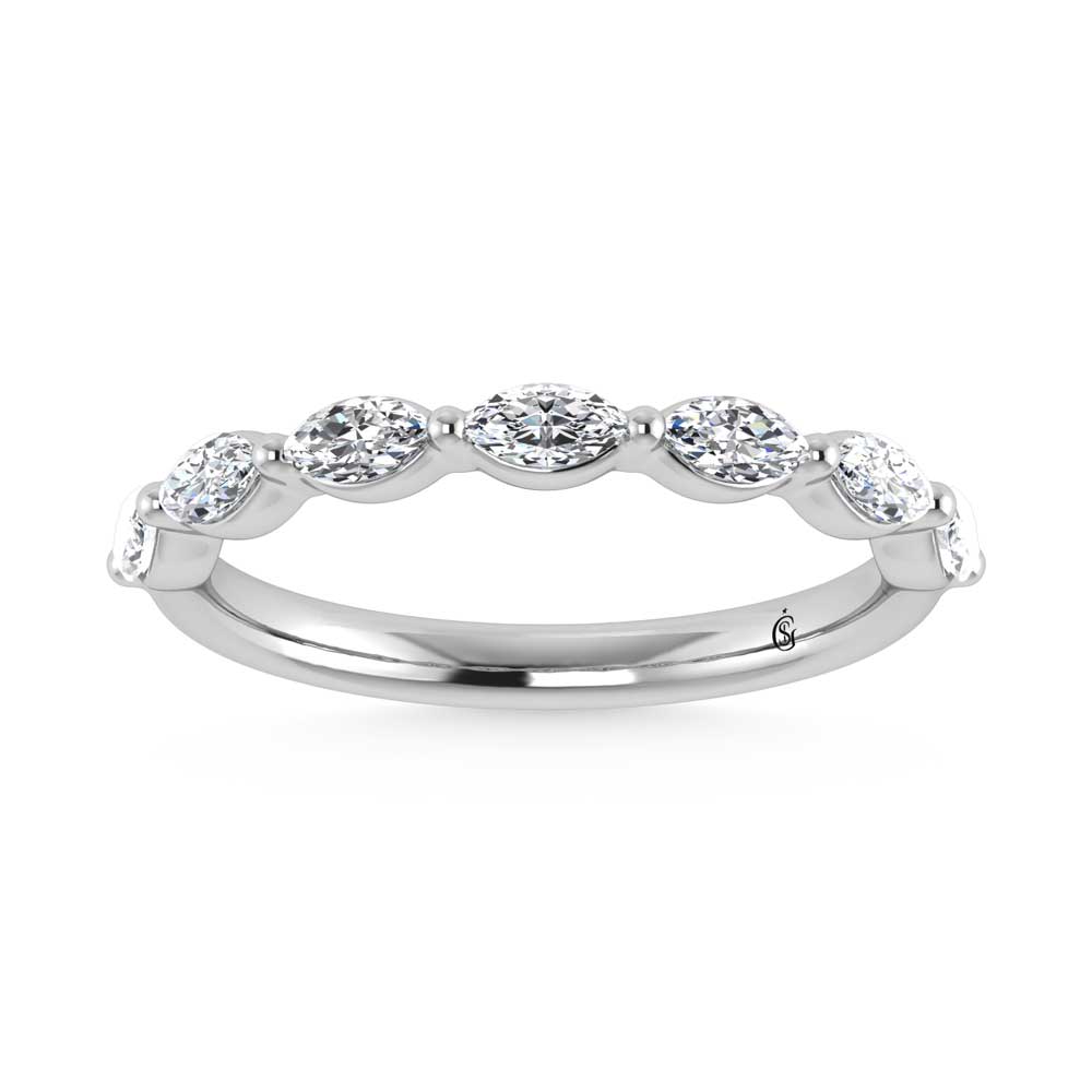 14K White Gold Lab Grown Diamond 1/2 Ct.Tw. Marquise Shape Stackable Band